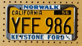 Vintage Chrome Metal License Plate Frame Keystone Ford Norwalk Ca