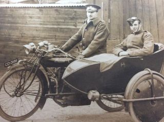 VINTAGE EARLY INDIAN MOTORCYCLE WITH SIDECAR RPPC PHOTO POST CARD 2