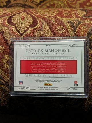 2017 National Treasures 2 Patrick Mahomes II RC Tremendous Jersey /99 2
