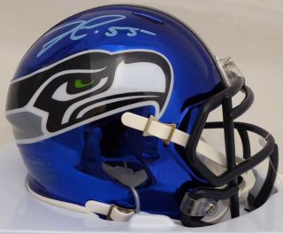 Frank Clark Autographed Seahawks Blue Chrome Speed Mini Helmet Mcs Holo 137951