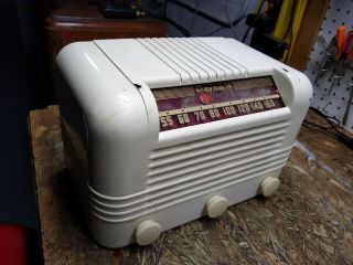 Vintage Rca Victor 56x2 Tube Radio Tabletop; Off - White Finish