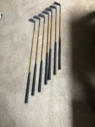 7 Antique / Vintage Wright & Ditson Lawson Little Wood Golf Irons,  Rt.  Handed