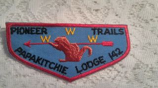 Vintage Boy Scout Patch Oa Pioneer Trails Papakitchie Lodge 142 Blue Red