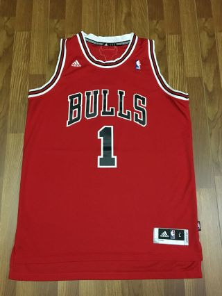 Mens Large - Vtg 2012 Nba Chicago Bulls 1 Derrick Rose Adidas Sewn On Jersey