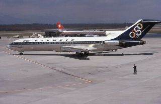 Olympic Airways Boeing 727 - 200 Old Colors Sx - Cbc - 35mm Slide