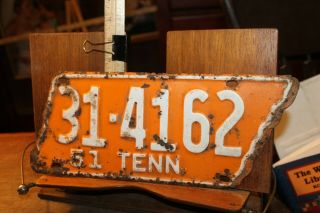 1951 Tennessee License Plate Campbell County 31 - 4162 Paint
