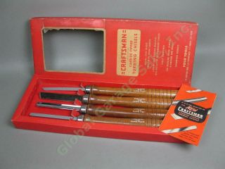 Vintage Craftsman Usa Carbide Steel Tipped Turning Chisels Set Woodworking Tools