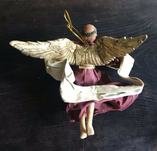 Set Of 5 Vintage Hand Painted 7” Angel Christmas Ornaments 3