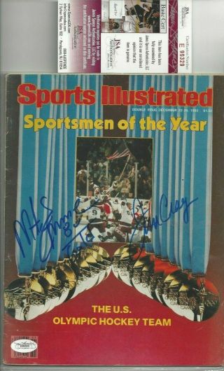 1980 Usa Olympic Hockey Team Autographed Sports Illustrated Eruzione Craig Jsa
