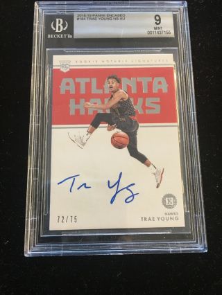 2018 - 19 Panini - Encased Trae Young Autograph Auto 72/75 Bgs 9 10 Rc Rookie