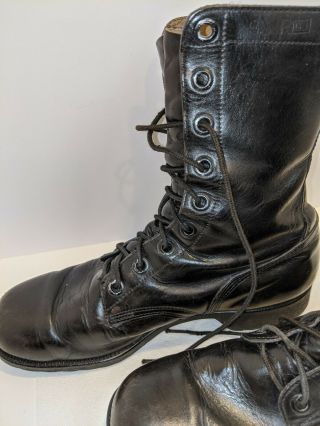 Vintage Vietnam Era Black Leather Combat Boots Usarmy Issue 9 R Rubber Sole