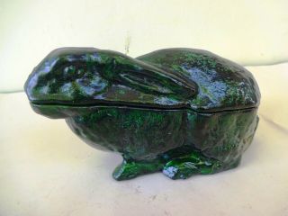 Antique Victorian French Eapg Vallerysthal Lop Earred Rabbit Bunny Butter Dish F