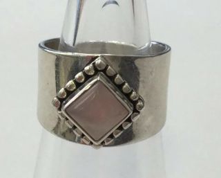 Vintage Sterling Silver 925 Wide Rose Quartz Ring Sz 5.  5 Fm18