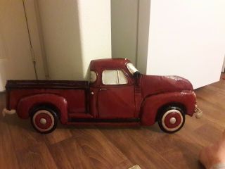 Lg Pick - Up Truck Wall Decor Classic Vintage Style Red Metal Kids Man Cave Garage