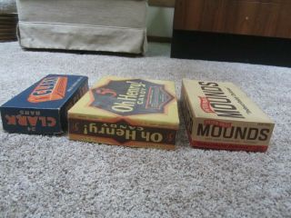 3 x Vintage CANDY BAR BOXES - CLARK,  OH HENRY,  PETER PAUL MOUNDS 3