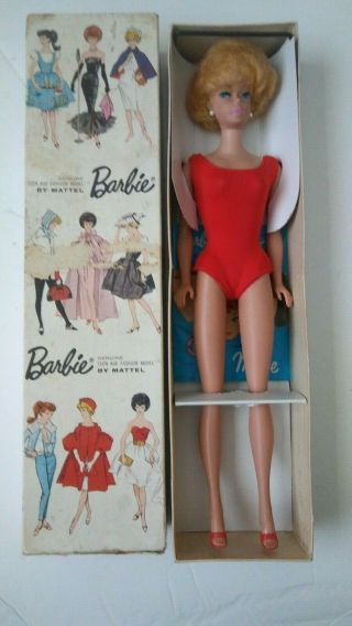 Vintage Midge 1962 Barbie 1958 Platinum Bubble Cut 850 Japan W/box Earrings Tm