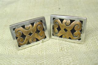 Vintage Mexican 925 Silver And Copper Cufflinks