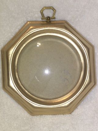 Vintage Convex Glass Plastic Round Picture Frame Made In Usa 5x5