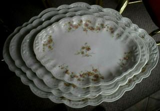 4 Antique A L Limoges France Porcelain Platter 12 " 14 " 16 " 19 " Floral Design