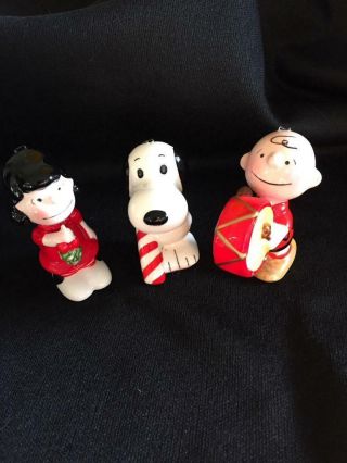 Vintage Mid Century Peanuts Charlie Brown,  Lucy & Snoopy Ceramic Ornaments