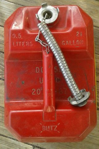 Vintage Blitz Fuel Metal Gas Can Usmc Metal 2.  5 Gallon Can Tool Box Chainsaw