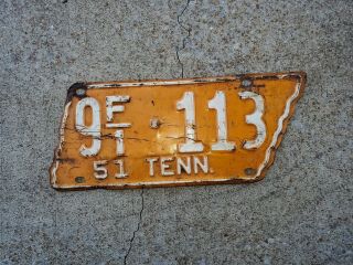 1951 Tennessee Shaped License Plate Maury County