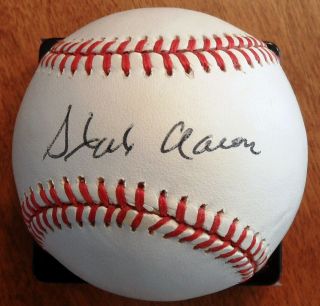 Hofer Hank Aaron Autograph Signed Onl White Ball Great Bold Sig