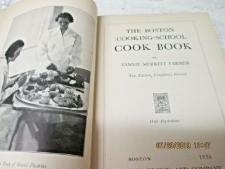 VINTAGE HB BOOK - THE BOSTON COOKING SCHOOL COOK BOOK 1936 3
