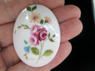 Vintage Signed Crown Staffordshire England Floral Bone China Brooch Pin 3