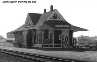 Encinitas California Santa Fe Railroad Depot Real Photo Vintage Postcard K105467