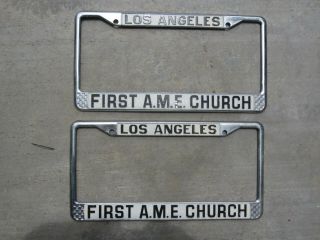 Vintage First A.  M.  E.  Church Metal License Plate Frames (2)