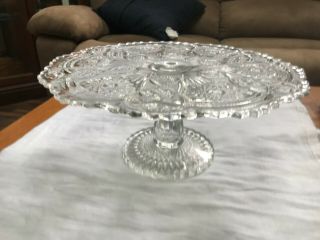 Vintage Imperial Hobstar And Daisy Pedestal Cake Plate Stand Footed Marked