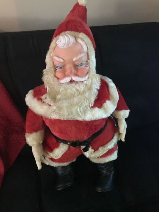 Vintage 25 " Santa Claus Rubber Face Hands Boots Plush Body Doll Stuffed