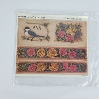 Vintage Craftaid Rose Bird Leather Wallet Billfold Belt Template No.  6577 1980