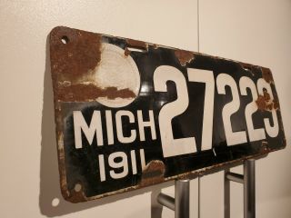 1911 Michigan Porcelain License Plate Tag 27223 2