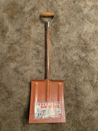 Vintage Heavy Duty Car Snow Shovel One Of A Kind Quality Tiger Wood Nos