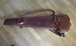 Vintage Hunting Tooled Western Leather Gun Rifle Shotgun Scabbard Case U.  S.  A.