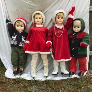 Vintage Store Window Mannequin Dolls 30 " - 36 " Boy Girls Winter Christmas Skating
