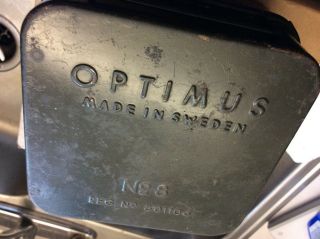 Vintage Optimus No.  8 Camping Stove Of Sweden Early Pat No 71018