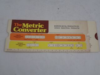 Vintage Borden Metal Products Metric Conversion Calculator
