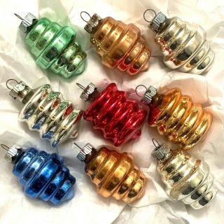 Vintage Mercury Glass Lantern Christmas Tree Ornaments 2”h
