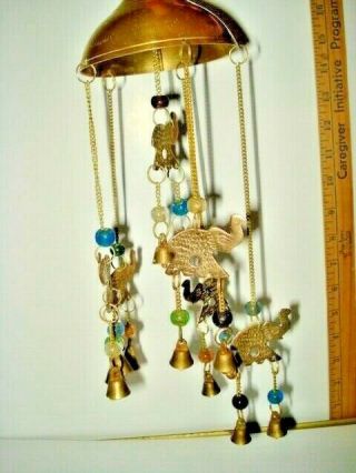 Vintage Elephant Dome Wind Chime Sun Catcher Mobile Colored Beads And Bells