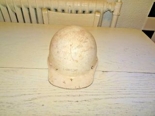Vintage Msa Skullgard Hard Hat Fiberglass White Brown 1959 Or Later