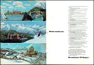 1975 Cp Canadian Pacific Hotels Winter Vacation Vintage Photo Print Ad Ads27