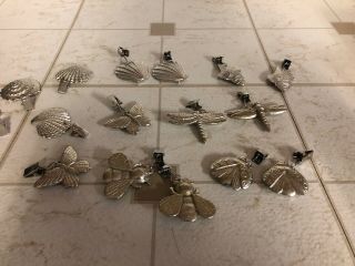 Kitchen Craft Vintage - Style Heavy Pewter Insects Tablecloth Weights With Clips