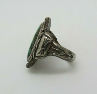VINTAGE SOUTHWESTERN OLD PAWN STERLING SILVER TURQUOISE MAN ' S RING size 11 2