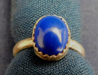 Native American Sterling Lapis Cab Handmade Vintage Ring Size 4.  5