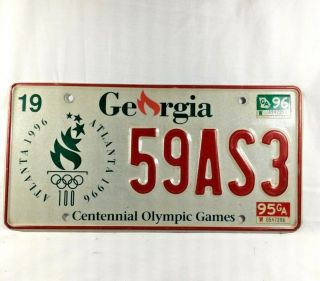 Olympic Games Atlanta Georgia License Plate 73k Wo Ga Tag 1996 100 Th Centennial
