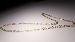 Vtg Italy Fas 14k Yellow Gold Sterling Silver Circle Ring Chain Necklace 24 "