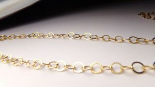VTG ITALY FAS 14K YELLOW GOLD STERLING SILVER CIRCLE RING CHAIN NECKLACE 24 